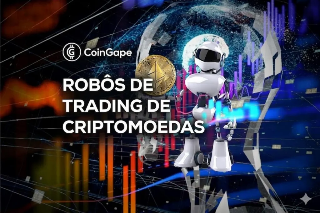 Ilustração sobre robôs de trading de criptomoedas.