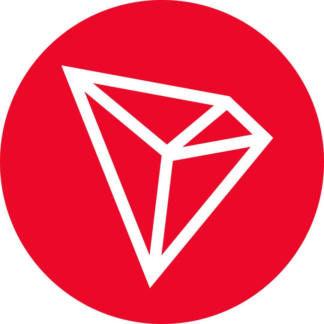 Logo-circular-da-TRON-com-símbolo-triangular-branco-em-fundo-vermelho.