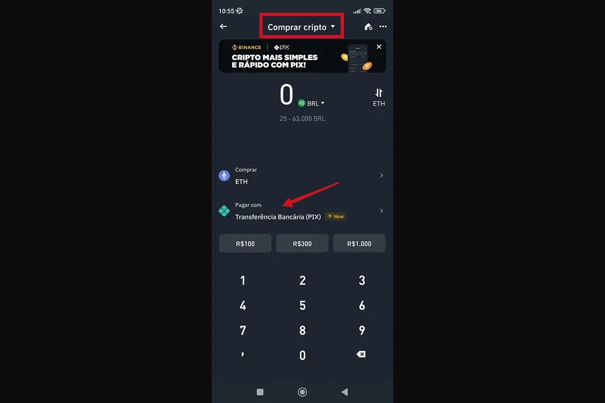comprar ethereum: Binance PIX