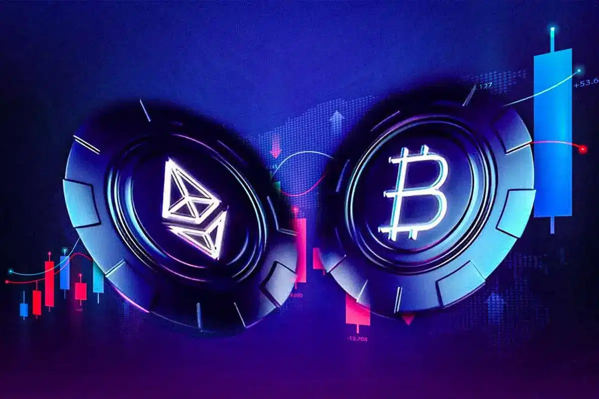 Imagem ilustrativa representando a expiração de opções de Bitcoin e Ethereum no valor de US$ 3,33 bilhões.