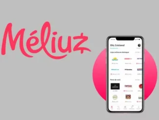 Imagem com o logo da Méliuz em rosa à esquerda e um smartphone exibindo a interface do aplicativo com lojas parceiras e ofertas de cashback à direita.