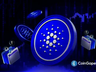 Moeda de Cardano em destaque com carteiras digitais e gráfico ao fundo.