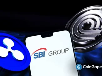 Logos da Ripple, SBI Group e Ondo Finance representando a nova parceria de tokenização.